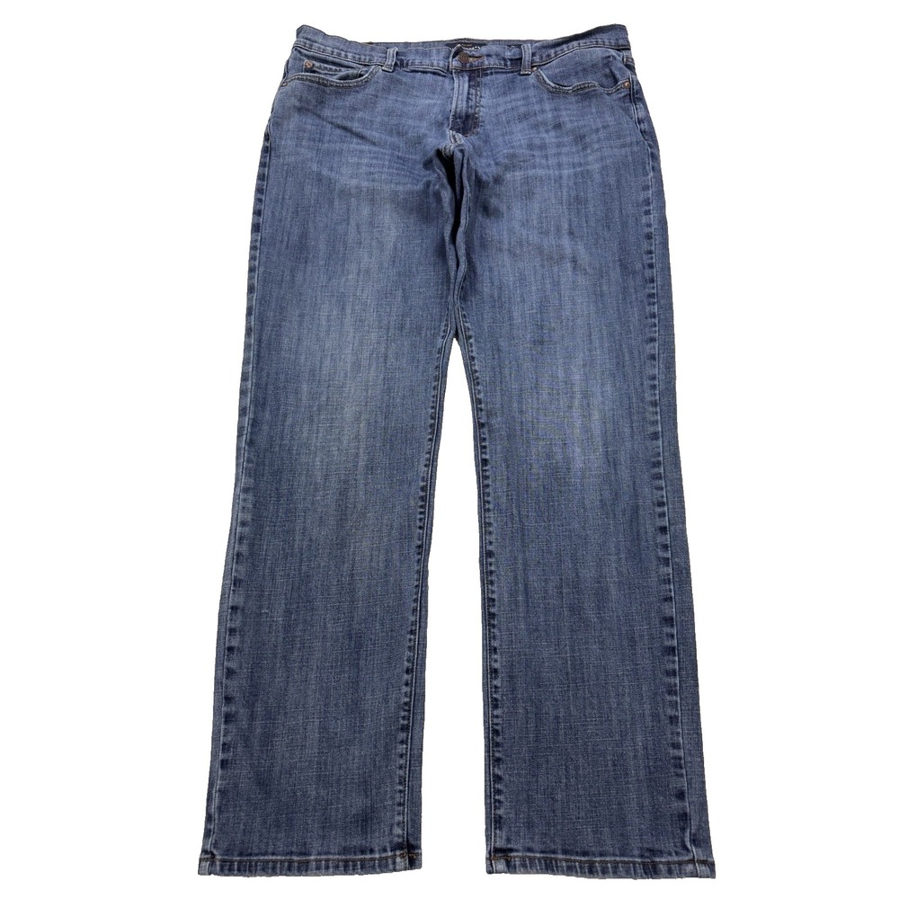 Lucky Brand Jeans Men 38x32 Blue 221 Original Straight Whisker Distress Denim
